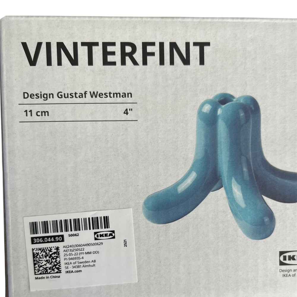 IKEA x Gustaf Westman Vinterfint 4” Candlestick Holder in Light Blue - Limited